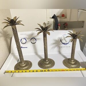 Vintage 3 tier candle stick holders Palm Trees. Condition is Used in good shape